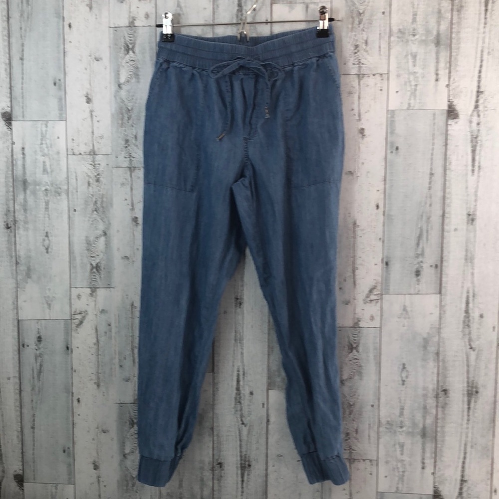 Style & Co Chambray Lightweight Drawstring Joggers Small